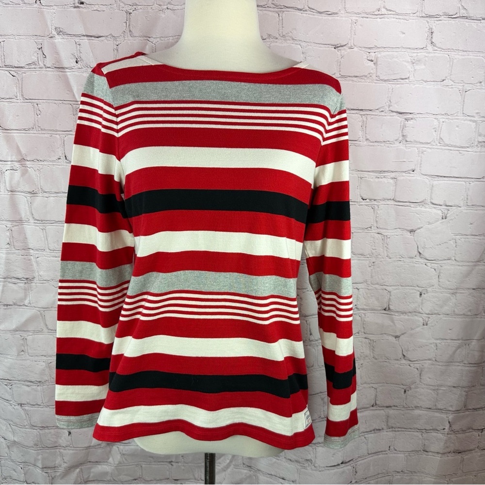 Talbots authentic Striped Long-Sleeve Tee tunic cotton women M layer